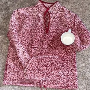 Red Fluffy Quarter Zip